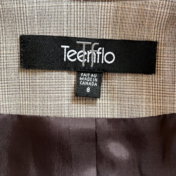 💕Teenflo Tan Glen Check Classic 2 Button Tailored Blazer 8 EUC - Picture 6 of 11